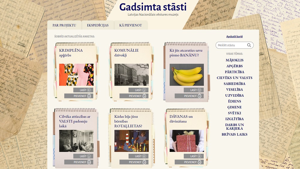 Ar digitālo platformu “Gadsimta stāsti” dokumentē liecības par pēdējo 70 gadu cilvēku ikdienas dzīvi Latvijā