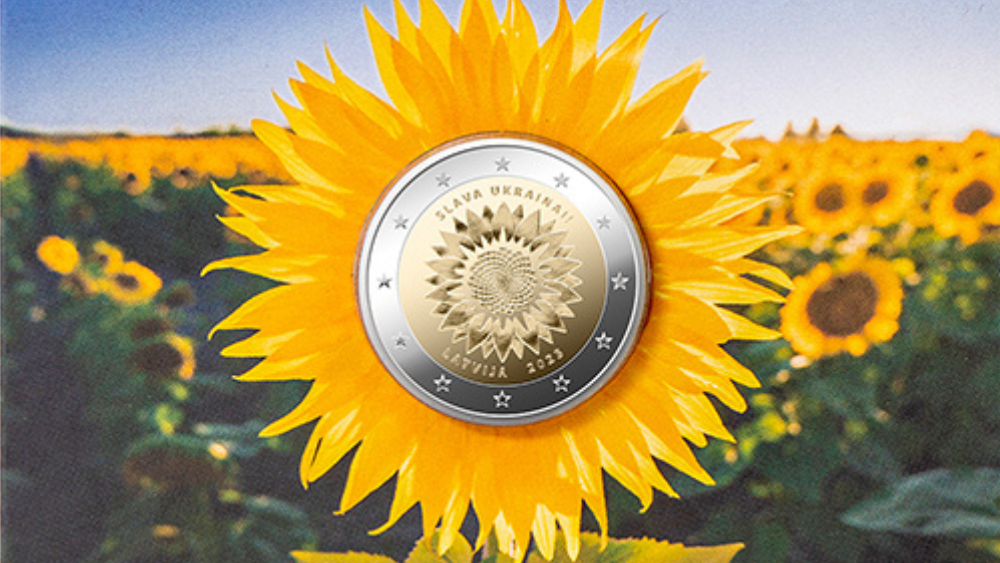 Saulespuķe un “Slava Ukrainai” – Latvijas Bankai jauna monēta
